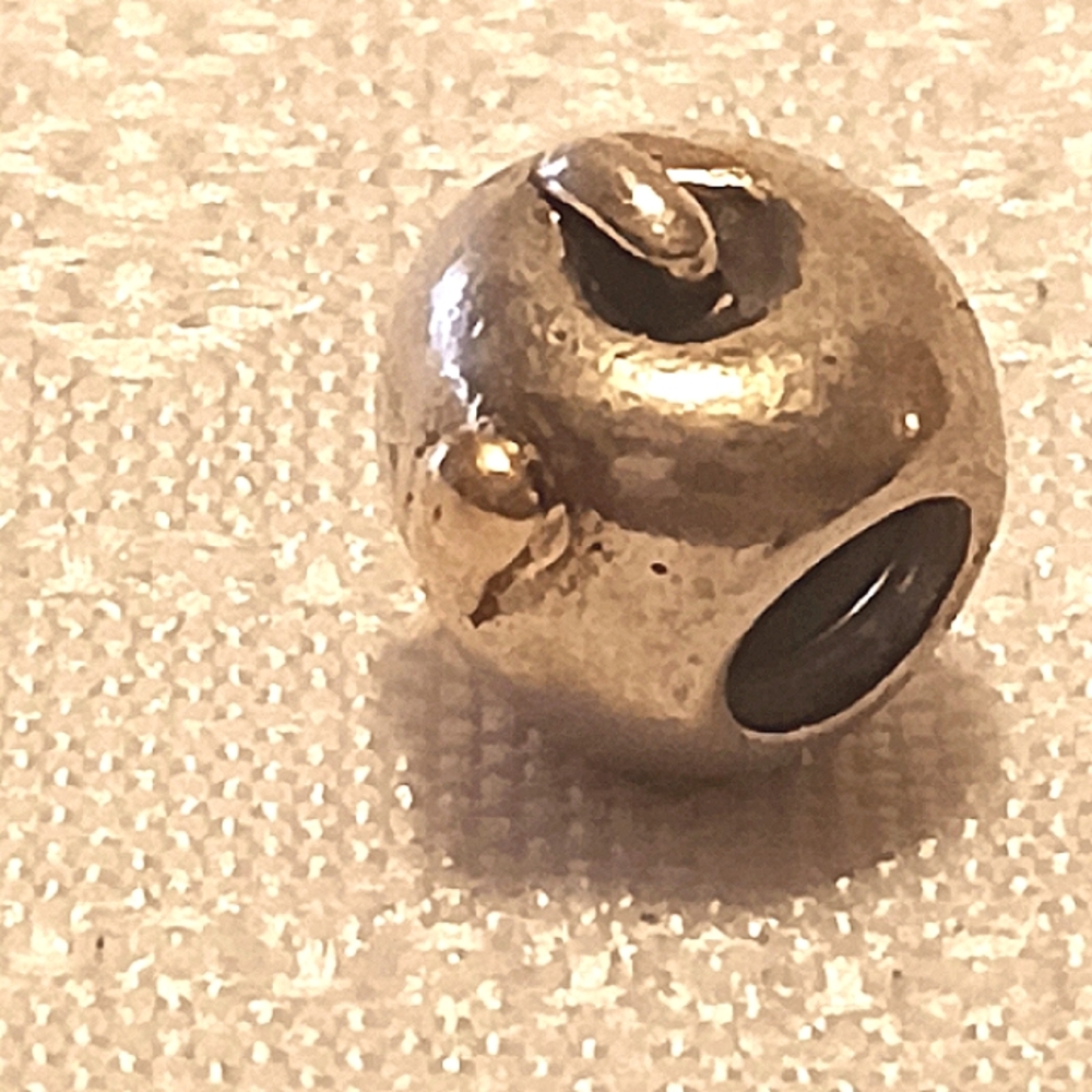 Pandora 14k Gold Retired Worm in a Sterling Silver Apple Charm